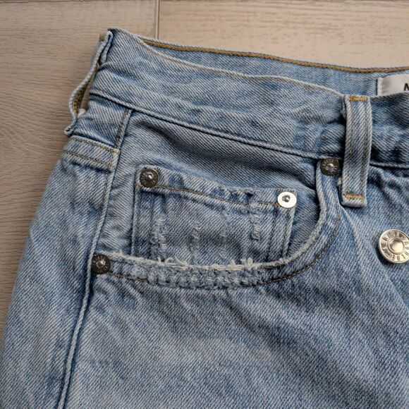 Agolde Criss Cross Jeans Womens 27 Blue Light Wash Denim Button Fly USA - Picture 4 of 15